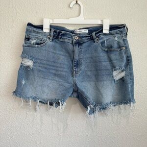 Blue Distressed Denim Shorts
